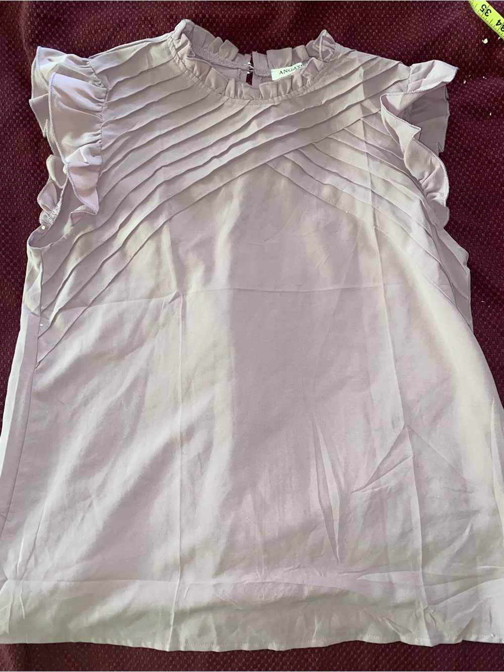 Agora Ruffle Yoke Sleeveless Blouse - Light Lavender